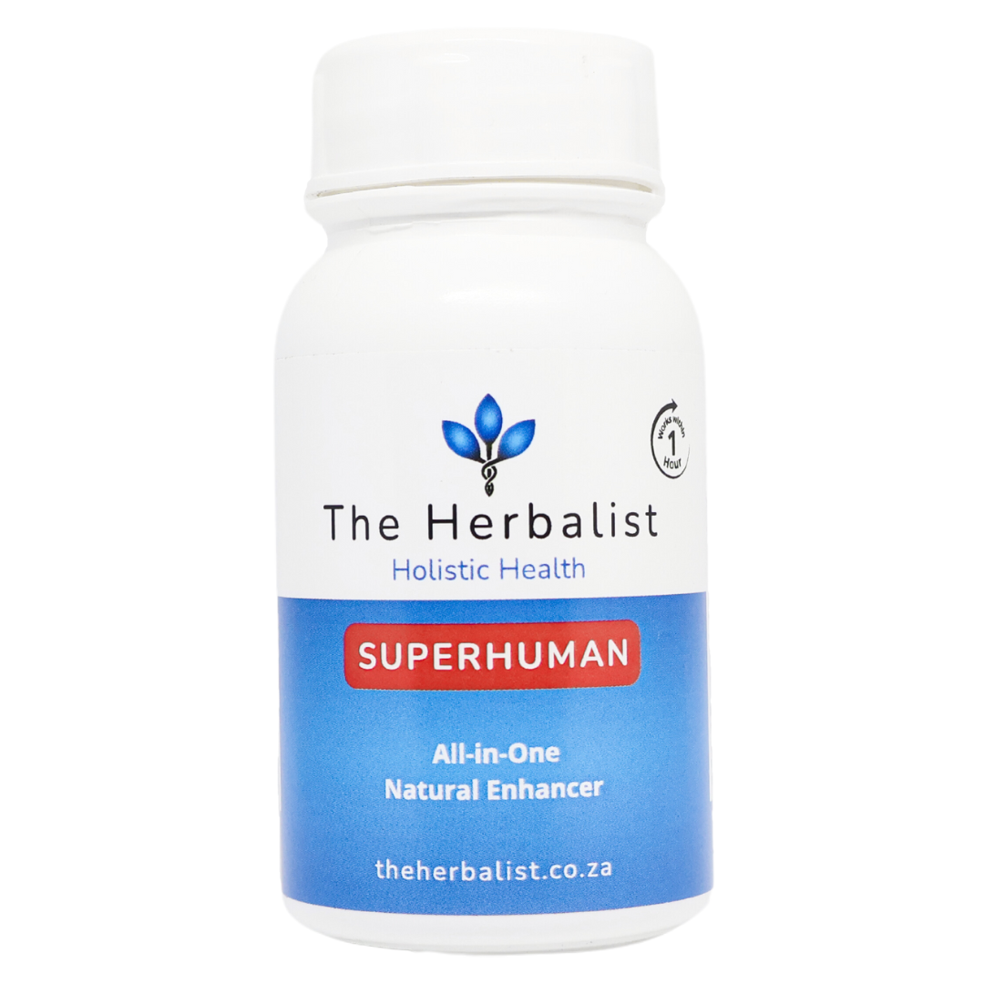 Superhuman capsules, your all in one natural enhance for energy, focus, and stress relief.